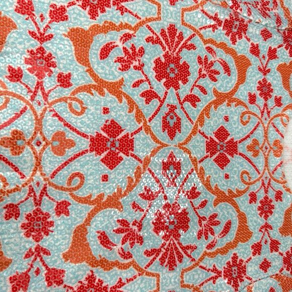J. McLaughlin Corali‎ Cyprus Sea Flat Sequin Sweater Top Blue Aqua Coral Size S - Picture 2 of 8